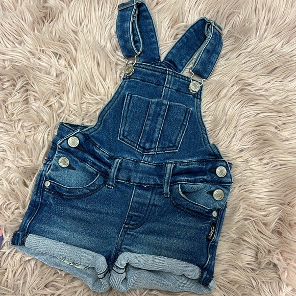 Girls Silver Overall Shorts - Picture 2 of 3